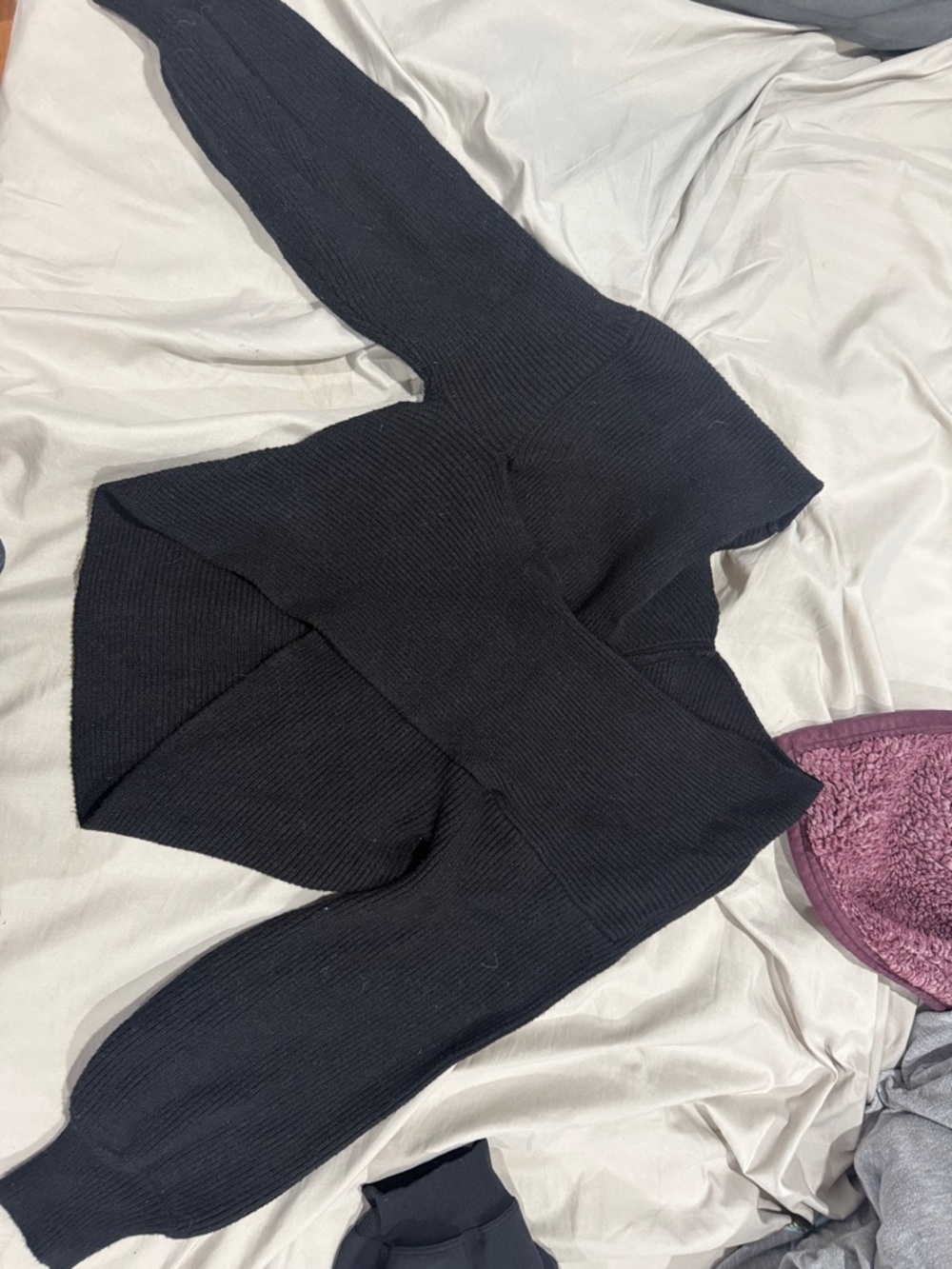 Cozy Black Knit Cropped Sweater